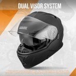 OUMURS Flip-Up Full Face Motocross Helmet - Matte Black