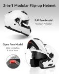 YEMA DOT Approved Modular Full Face Helmet - White