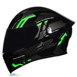Woljay Full Face Modular Motorcycle Helmet - Black Green