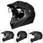 ILM Dual Sport Motocross Full Face Helmet - Matte Black