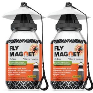Outdoor Fly Trap 2-Pack with Dissolvable Non-Toxic Bait