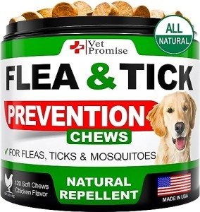 Natural Flea and Tick Chews for Dogs - 120 Tablets