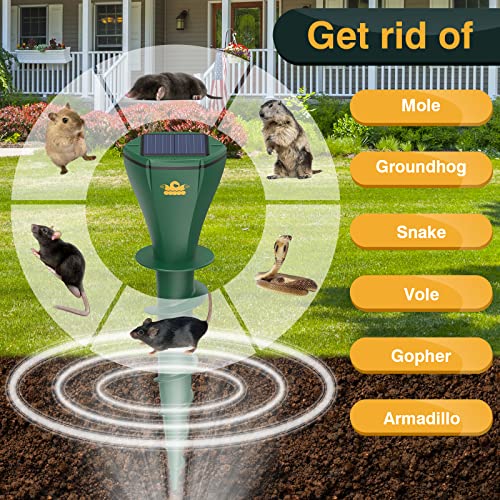 Solar Powered Mole Repellent for Lawns | 8PCS