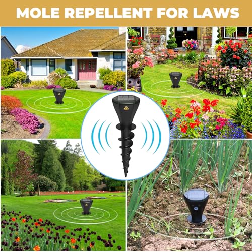 8 Pack Solar Powered Ultrasonic Pest Repellent Stakes