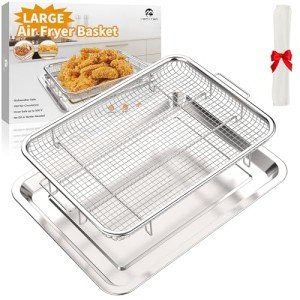 Large Stainless Steel Air Fryer Basket & Tray