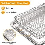 Large Stainless Steel Air Fryer Basket & Tray