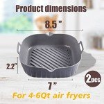 Silicone Liners for Air Fryer - 8 Inch, 2 Pack