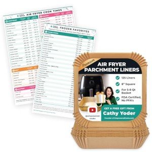 Magnetic Air Fryer Temp Chart & 125 Liners Set