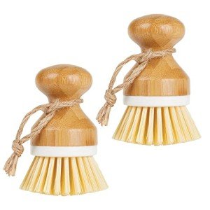 Bamboo Non-Scratch Dish Scrubber Brush, 2 Pack