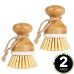 Bamboo Non-Scratch Dish Scrubber Brush, 2 Pack