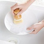 Bamboo Non-Scratch Dish Scrubber Brush, 2 Pack