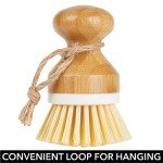 Bamboo Non-Scratch Dish Scrubber Brush, 2 Pack