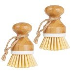 Bamboo Non-Scratch Dish Scrubber Brush, 2 Pack