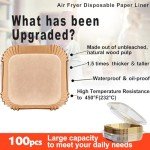 Square Air Fryer Paper Liners 10 Inch, 100 Pcs