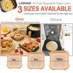 Square Air Fryer Paper Liners 10 Inch, 100 Pcs