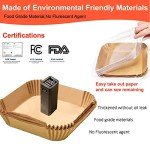 Square Air Fryer Paper Liners 10 Inch, 100 Pcs