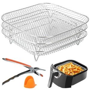 Stackable 3-Piece Stainless Steel Air Fryer Racks