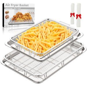 Dual Air Fryer Basket & Pans Set with Parchment