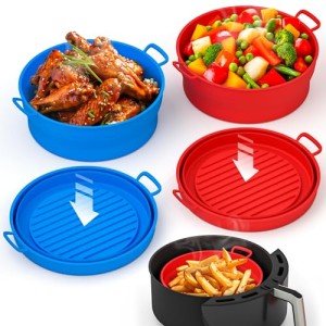 Collapsible Silicone Air Fryer Basket Liners - 2 Pack