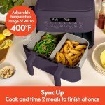 Bella 4 Qt Dual Basket Air Fryer - Plum