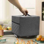 Gray Air Fryer Dust Cover with Accessory Pockets