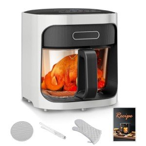 4.5QT Non-Toxic Glass Air Fryer, White