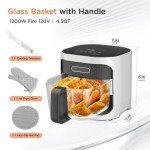 4.5QT Non-Toxic Glass Air Fryer, White