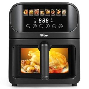 Bear 6.4Qt Stainless Steel Air Fryer with 8 Presets