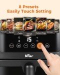 Bear 6.4Qt Stainless Steel Air Fryer with 8 Presets