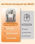 Bear 6.4Qt Stainless Steel Air Fryer with 8 Presets