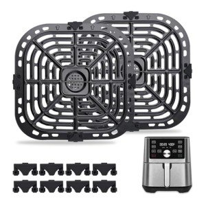 2-Pack Air Fryer Accessories: Grill Pan & Crisper
