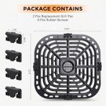 2-Pack Air Fryer Accessories: Grill Pan & Crisper