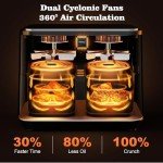 HoninJoy 10QT Dual Basket Air Fryer with Window