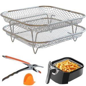 Geolinhome Dual-Layer Air Fryer Rack Set