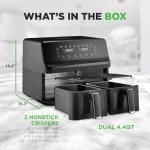 Nutrichef 8.8 QT Double Basket Air Fryer