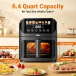 Bear 6.4Qt Stainless Steel Air Fryer with 8 Presets