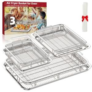 Stainless Steel Air Fryer Basket Set with Parchment