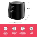 Frigidaire 3-in-1 Air Fryer, 5.3 Qt, Black