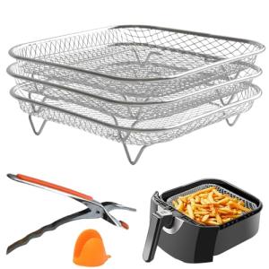 Stackable 3-Piece Stainless Steel Air Fryer Racks