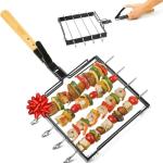 Camerons BBQ Skewer Rack Set with Handle & Skewers
