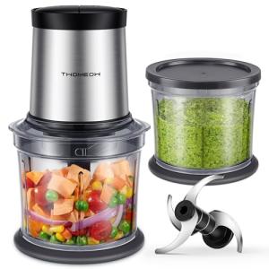 Compact Electric Food Chopper with Dual Bowls