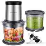 Compact Electric Food Chopper with Dual Bowls