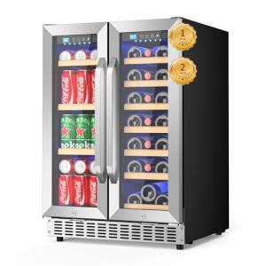 EORICE 24-Inch Dual Zone Beverage Cooler 21 Bottles