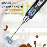 YUSWKO Rechargeable Milk Frother with 3 Heads