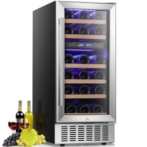 Compact Dual Zone Wine Cooler for 28 Bottles