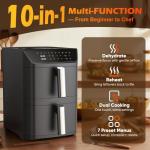 Dual Basket 12.6QT Air Fryer for Large Families