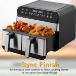 Jacgood 9.5QT Double Air Fryer with Baskets