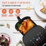 T&Jero 6 QT Air Fryer Toaster Oven, Dark Grey