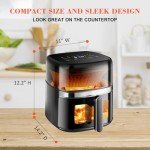 T&Jero 6 QT Air Fryer Toaster Oven, Dark Grey