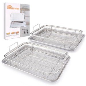 Large Stainless Steel Air Fryer Baskets - 2 Pack